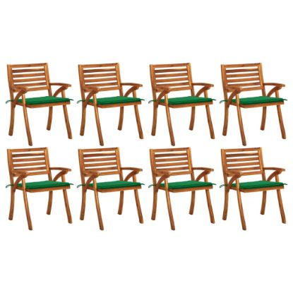 Image de Chaises de jardin avec coussins 8 pcs Bois d'acacia solide