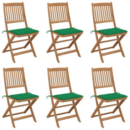Image de Chaises pliables de jardin 6 pcs avec coussins Bois d'acacia