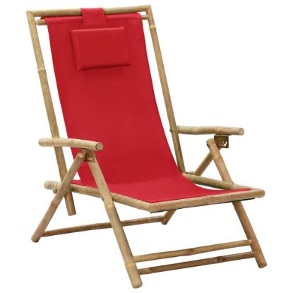 Image de Chaise de relaxation inclinable Rouge Bambou et tissu