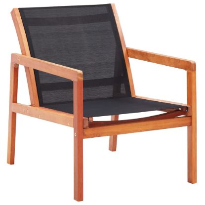 Image de Chaise de jardin Noir Bois d'eucalyptus solide et textilène