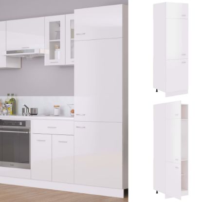Image de Armoire de réfrigérateur Blanc brillant 60x57x207 cm Aggloméré