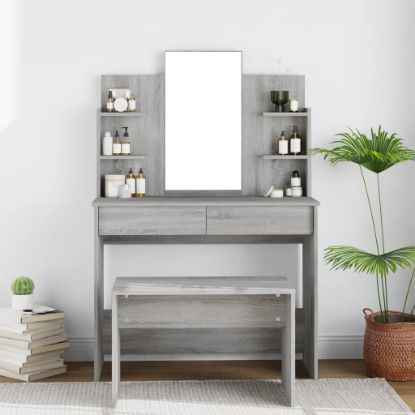Image de Coiffeuse avec miroir Sonoma gris 96x40x142 cm