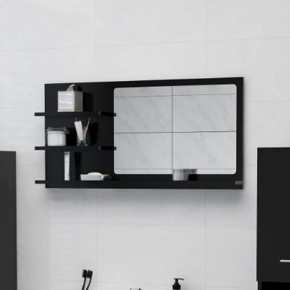 Image de Miroir de salle de bain Noir 90x10,5x45 cm Aggloméré
