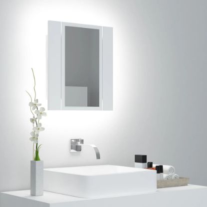 Image de Armoire salle de bain à miroir LED Blanc 40x12x45 cm Acrylique