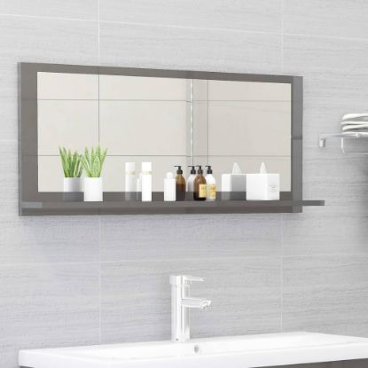 Image de Miroir de salle de bain Gris brillant 90x10,5x37 cm Aggloméré