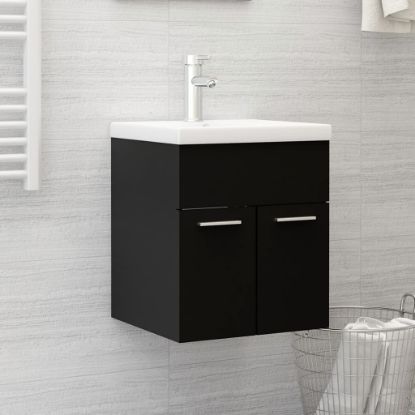 Image de Armoire d'évier avec lavabo intégré Noir Aggloméré