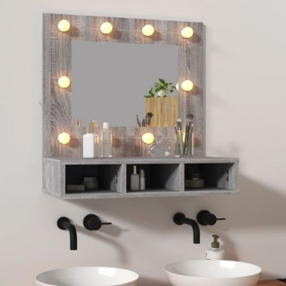 Image de Armoire à miroir avec LED Sonoma gris 60x31,5x62 cm