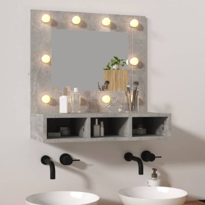 Image de Armoire à miroir avec LED Gris béton 60x31,5x62 cm