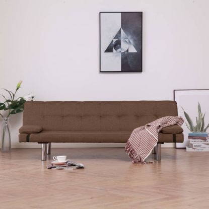 Image de Canapé-lit avec deux oreillers Marron Polyester