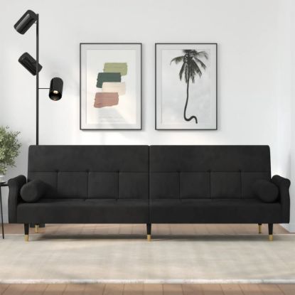 Image de Canapé-lit avec coussins noir velours