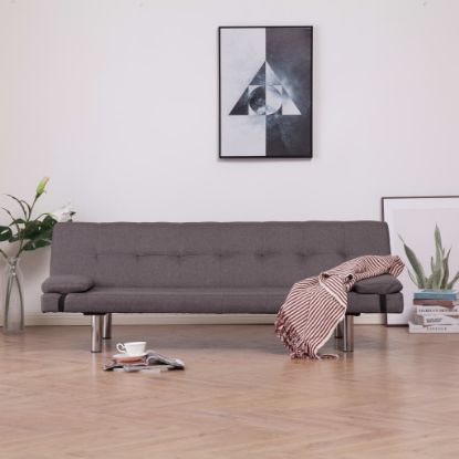 Image de Canapé-lit avec deux oreillers Taupe Polyester