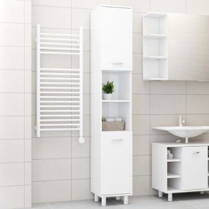 Image de Armoire de salle de bain Blanc brillant 30x30x179 cm Aggloméré