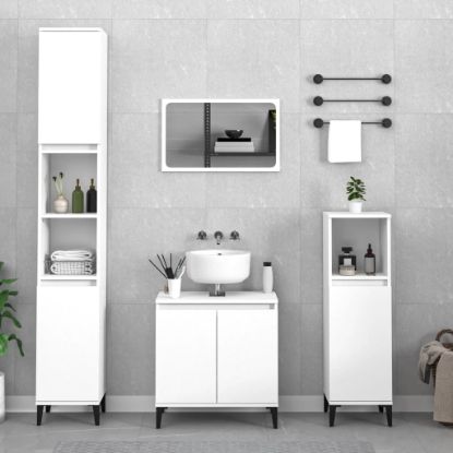 Image de Ensemble de meubles salle de bain 3 pcs blanc bois d'ingénierie