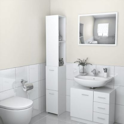 Image de Armoire de salle de bain Blanc 25x25x170 cm Aggloméré