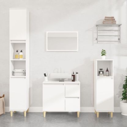 Image de Ensemble d'armoires salle de bain 3 pcs blanc bois d'ingénierie