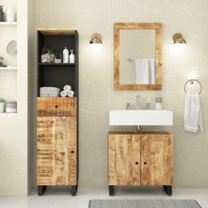 Image de Ensemble de meubles de salle de bain 3 pcs bois manguier massif