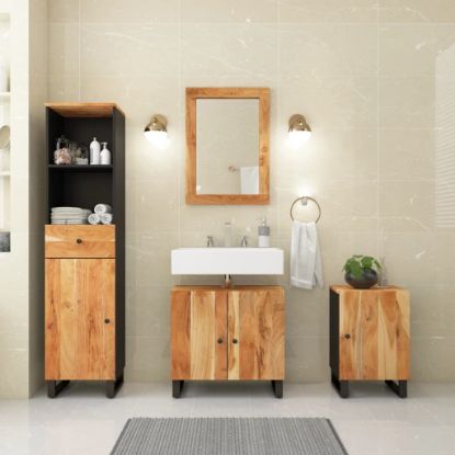 Image de Ensemble de meubles de salle de bain 4 pcs bois massif d'acacia