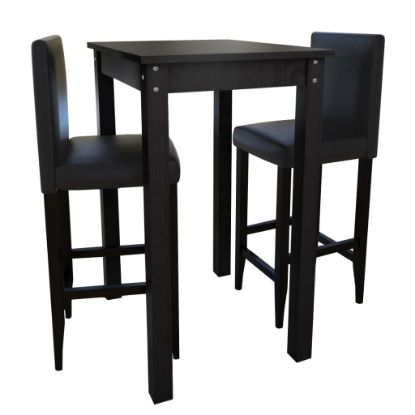 Image de Set de 1 table de bar et 2 tabourets noir