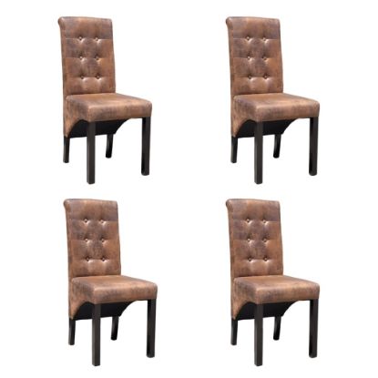 Image de Chaises à manger lot de 4 marron similicuir