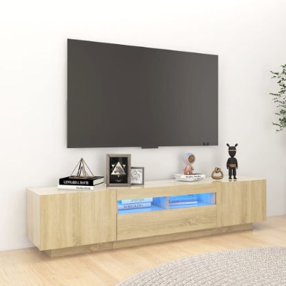 Image de Meuble TV avec lumières LED Chêne sonoma 180x35x40 cm