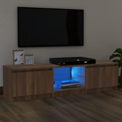 Image de Meuble TV avec lumières LED Chêne marron 140x40x35,5 cm