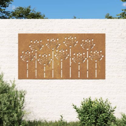 Image de Décoration murale jardin 105x55 cm acier corten design de fleur