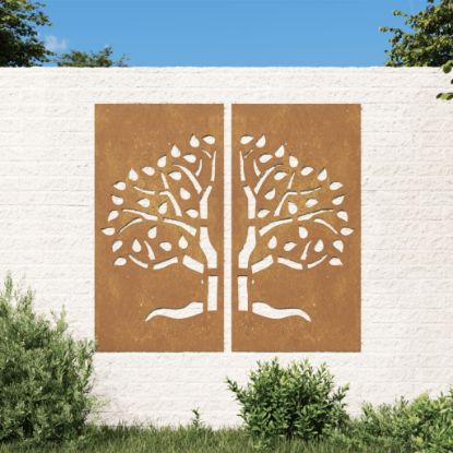 Image de Décorations murales jardin 2 pcs 105x55 cm design d'arbre
