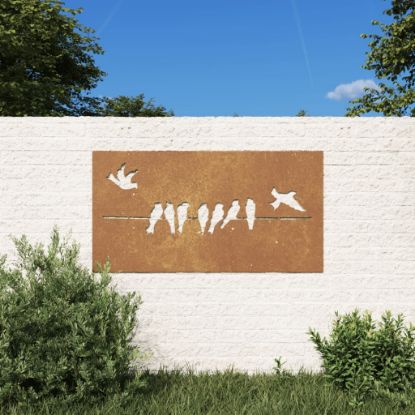 Image de Décoration murale jardin 105x55 cm acier corten design d'oiseau
