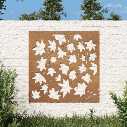 Image de Décoration murale jardin 55x55 cm acier corten design feuille