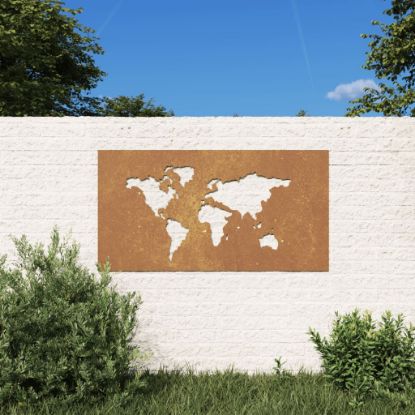 Image de Décoration murale jardin 105x55 cm design de carte du monde