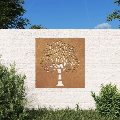 Image de Décoration murale jardin 55x55 cm acier corten design d'arbre