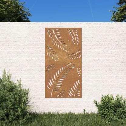 Image de Décoration murale jardin 105x55 cm acier corten design feuille