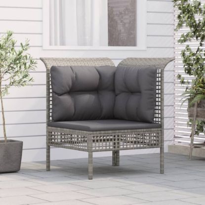 Image de Canapé d'angle de jardin avec coussin gris résine tressée