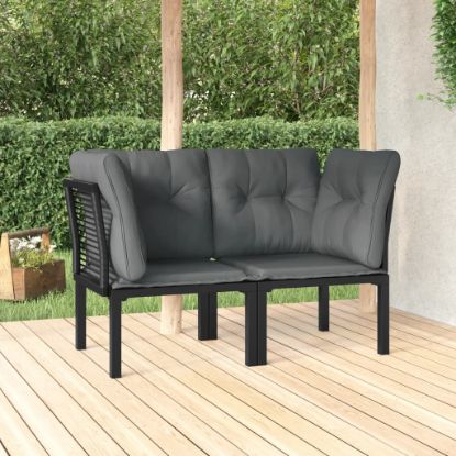 Image de  Chaises d'angle de jardin avec coussins 2 pcs noir/gris