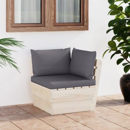 Image de  Canapé d'angle palette de jardin avec coussins Épicéa imprégné