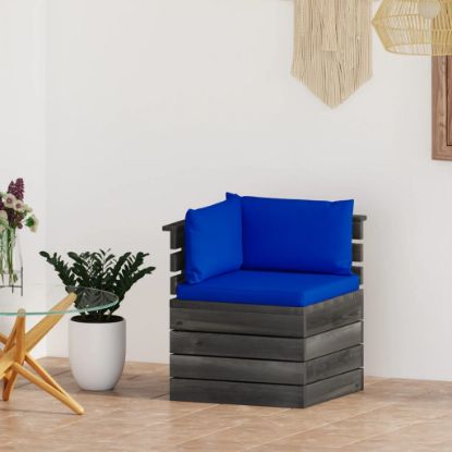 Image de  Canapé d'angle palette de jardin avec coussins Bois de pin