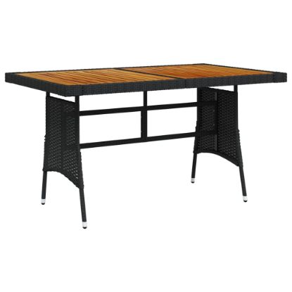 Image de  Table de jardin Noir 130x70x72 cm Résine tressée et acacia