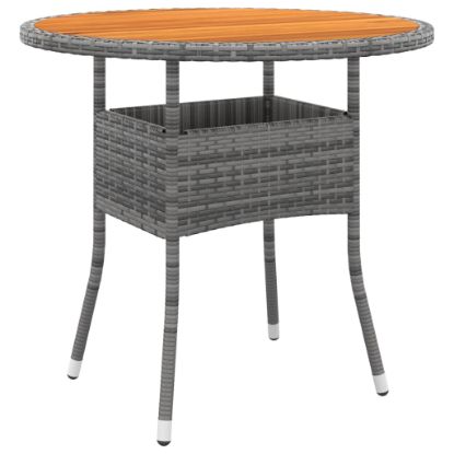 Image de  Table de jardin Ø80x75 cm Résine tressée et bois d'acacia Gris
