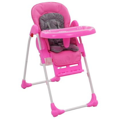 Image de  Chaise haute pour bébé Rose et gris