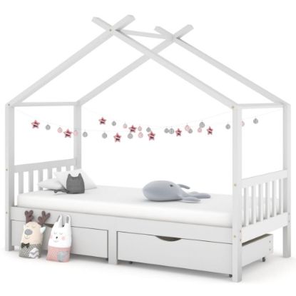 Image de  Cadre de lit enfant avec tiroirs blanc pin massif 90x200 cm