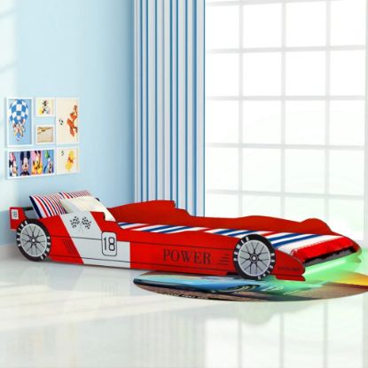 Image de  Lit voiture de course pour enfants avec LED 90 x 200 cm Rouge