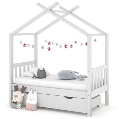 Image de  Cadre de lit enfant avec tiroir blanc pin massif 70x140 cm