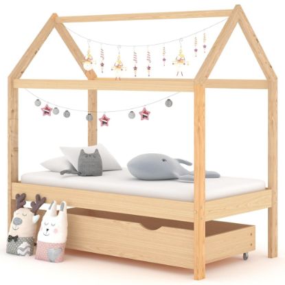 Image de  Cadre de lit d'enfant avec tiroir Bois de pin massif 70x140 cm