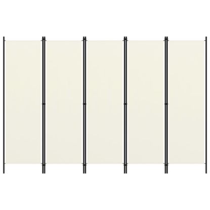 Image de  Cloison de séparation 5 panneaux Blanc crème 250x180 cm
