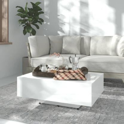 Image de  Table basse Blanc brillant 85x55x31 cm Aggloméré
