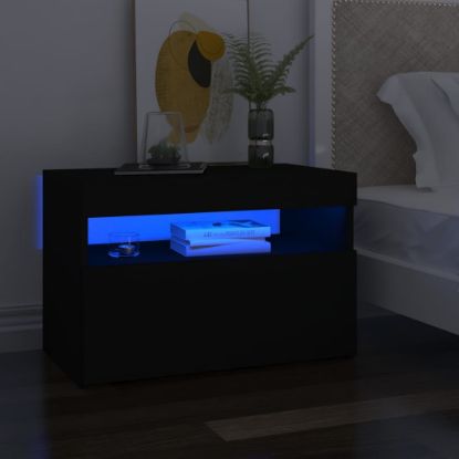 Image de  Table de chevet avec lumières LED noir 60x35x40 cm