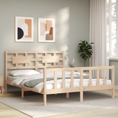 Image de  Cadre de lit avec tête de lit king size bois massif