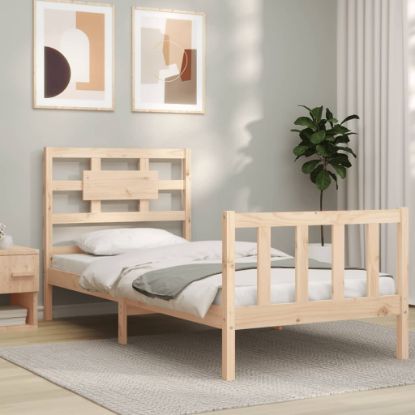 Image de  Cadre de lit avec tête de lit simple bois massif