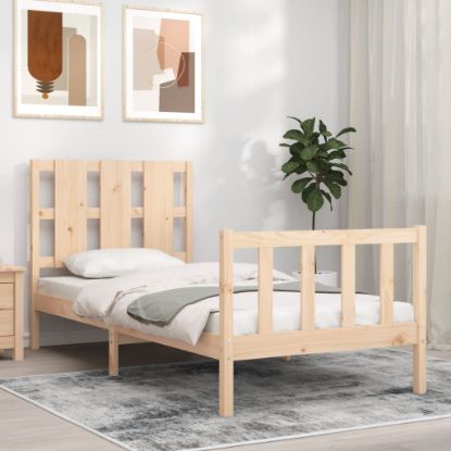 Image de  Cadre de lit avec tête de lit 90x190 cm bois massif