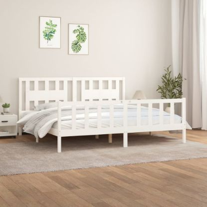 Image de  Cadre de lit avec tête de lit blanc bois pin massif 180x200 cm